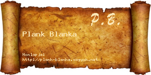 Plank Blanka névjegykártya